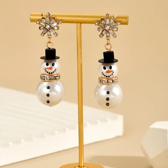 Snowflake & Snowman Earrings - Picture 4 of 5